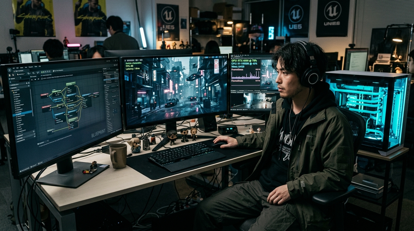 Unreal Engine 5によるリアルタイム3D制作環境と水冷PCワークステーション