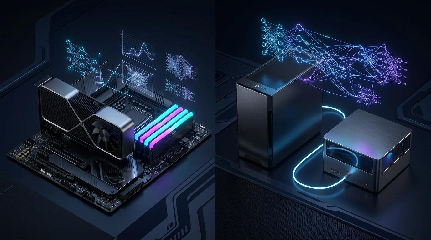 RTX PCの大容量RAM増設と2台目AIノード追加の比較イメージ
